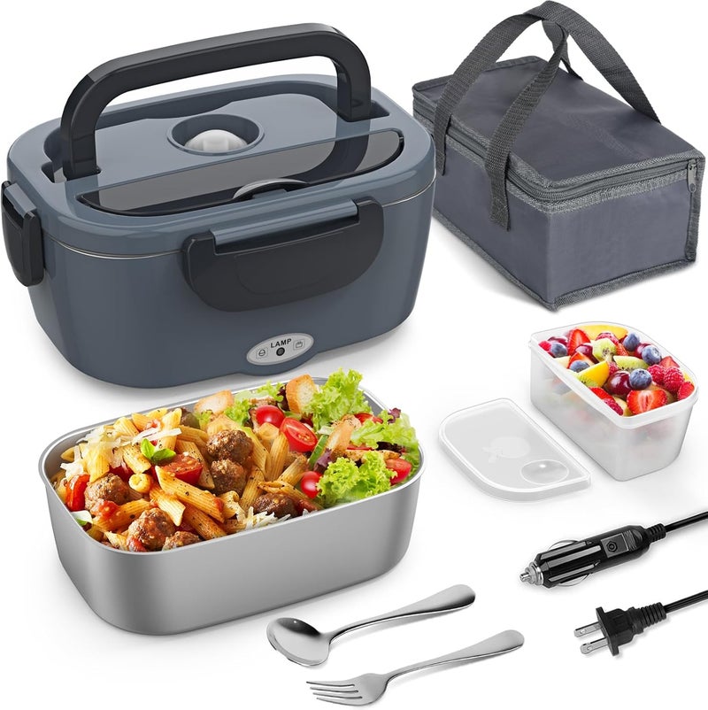 Vingud Electric Lunch Box for Adults, Heated Lunch Box Food Warmer, 80W 1.5L Portable Heating Lunchbox for Men/Work/Car/Truck, 12V 24V 110V Lonchera Eléctrica Portátil Christmas White Elephant Gifts - Image 1